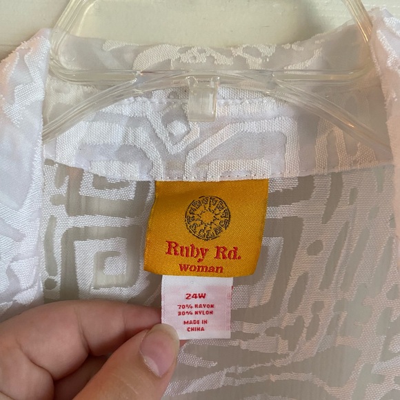 Sheer Patterned Button Up Ruby Rd - Picture 2 of 3